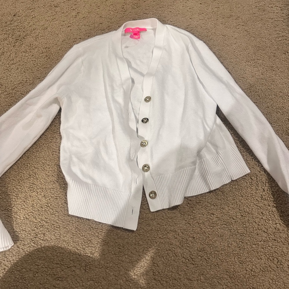 Lily Pulitzer White Button-Up Cardigan